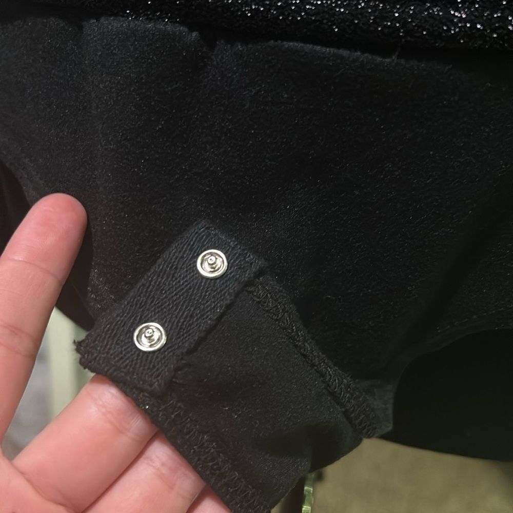 White Birch small bodysuit sparkly black vneck   A - Picture 7 of 9